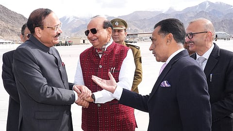 CJI Surya Kant in Leh with LG VK Saxena and Chief Justice Arun Palli