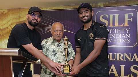 SILF Padel League 2026 Winners JSA receiving trophy from Dr Lalit Bhasin