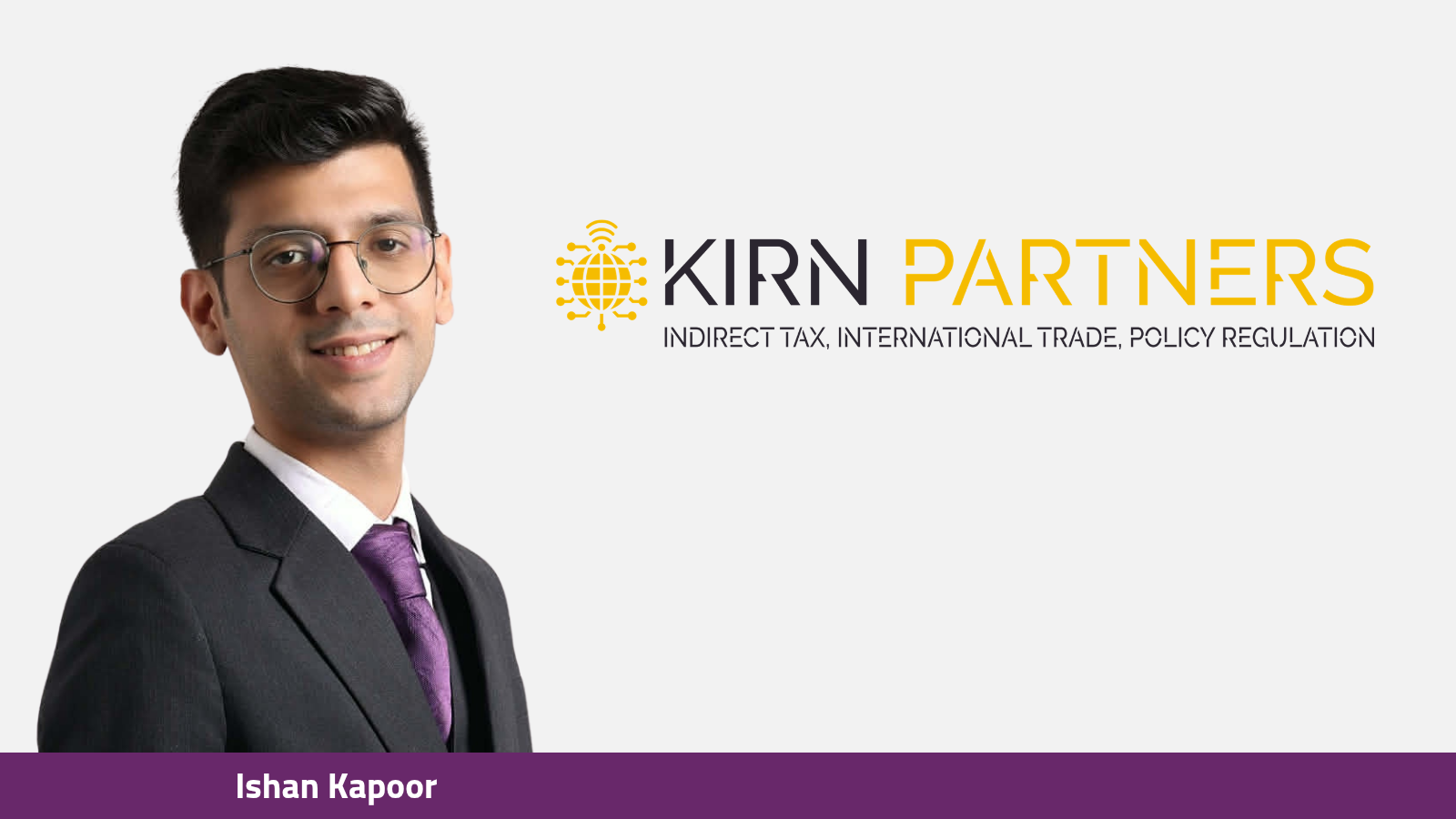Ishan Kapoor, with logo of Kirn Partners