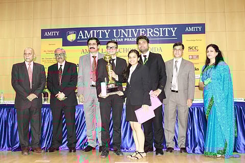 The winning NLIU team of Addway Bandyopadhyay, Vikram Amrawanshi and Madhura Khandekar