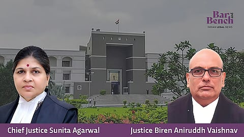 Chief Justice Sunita Agarwal and Justice Biren Aniruddh Vaishnav with Gujarat High Court