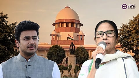 Tejasvi Surya and Mamata Banerjee with Supreme Court
