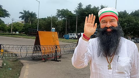 Gurmeet Ram Rahim; picture of security measures outside Panchkula District Court in 2017.