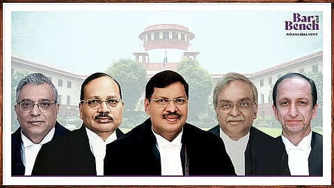 CJI BR Gavai and Justices Surya Kant, Vikram Nath, PS Narasimha and Atul S Chandurkar

