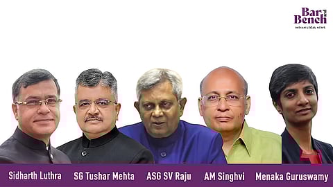 Sidharth Luthra, SG Tushar Mehta, ASG SV Raju, AM Singhvi, Menaka Guruswamy
