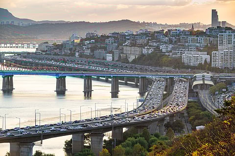 Traffic in Seoul  in autumn