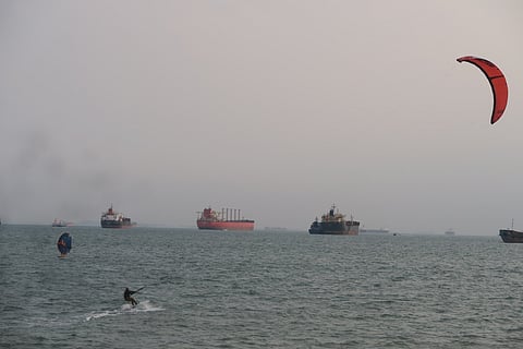 Singapore, sea, tankers, port, wind