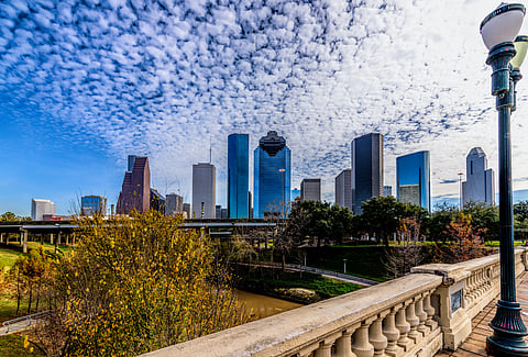 Houston, clouds, skyscrapers
