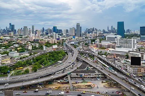 Busy road, traffic jamp, highway, cars, Bangkok