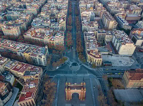 Barcelona, Spain, street, roofs