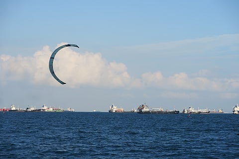 Photo of vessels moored off Singapore