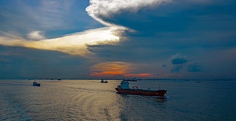 Photo showing vessels near Singapore