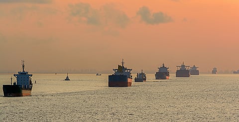 Photo of vessels outside Shanghai, China