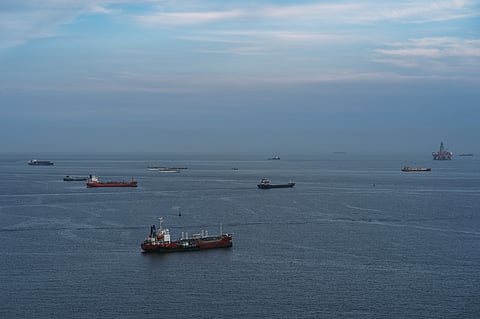 Photo of oil tankers near Busan, South Korea