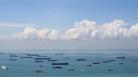 Photo showing vessels off Singapore