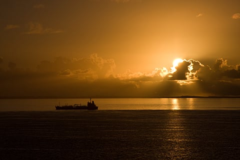 Photo of vessel in Red Sea at sunset