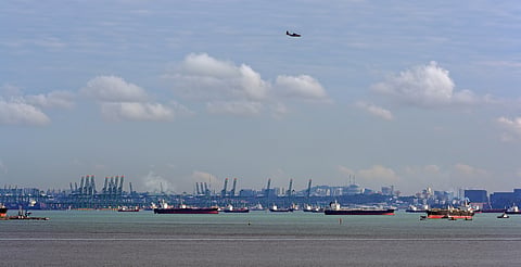 Photo of vessels in waters off Singapore