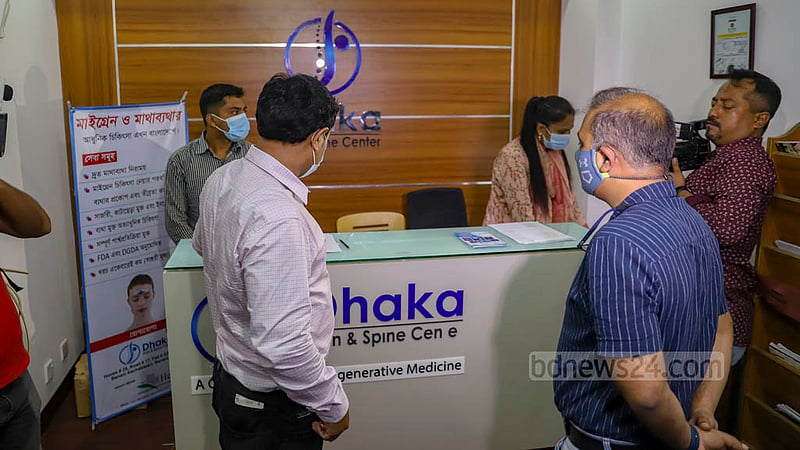 The Directorate General of Health Services conducted a raid at the Dhaka Pain and Spine Centre in Banani on Monday. The investigators did not find the clinic’s registration papers and ordered it closed until its papers were in order.
