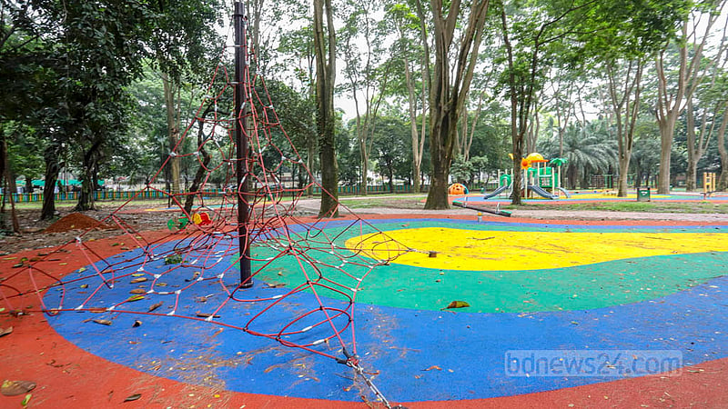 The children's corner at Dhaka’s Ramna Park is being revamped with new playground equipment brought from China. Photo: asif mahmud ove