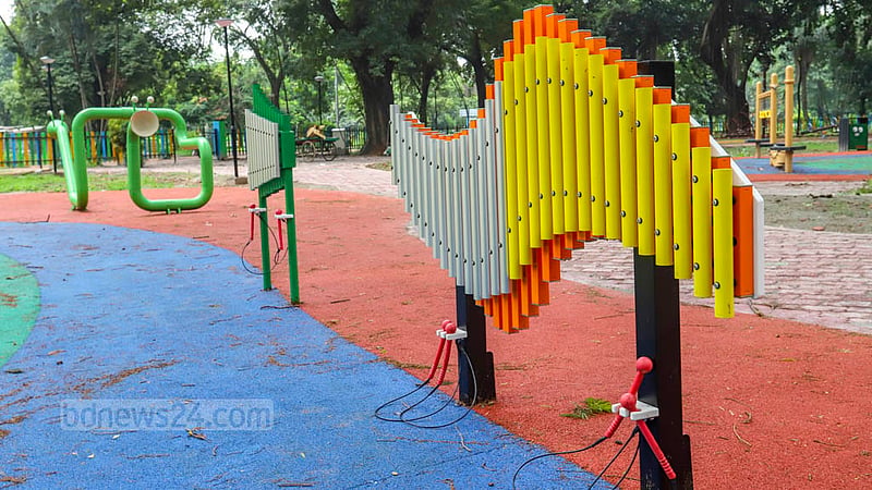 Ramna Park in Dhaka is being renovated. The installation of vibrant new playground equipment in the children's corner is catching people's attention.