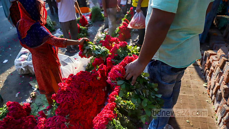 Only a few shops of the flower market at one corner of the Shahbagh intersection are visible from the outside while the wholesale market inside is one of the largest in Dhaka.
