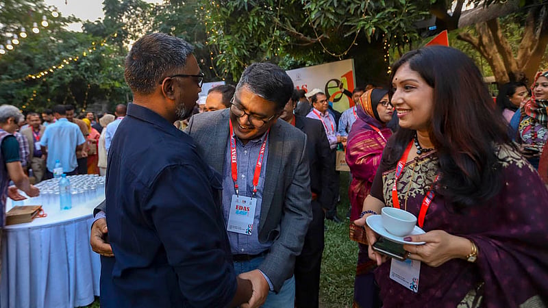 Former students of Dhaka University's English Department celebrate their reunion at Pan Pacific Sonargaon hotel with laughter, smiles and banters on Friday, Nov 18, 2022, after a two-year break due to the coronavirus pandemic.