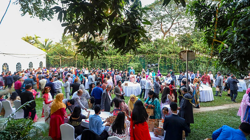 Former students of Dhaka University's English Department celebrate their reunion at Pan Pacific Sonargaon hotel with laughter, smiles and banters on Friday, Nov 18, 2022, after a two-year break due to the coronavirus pandemic.