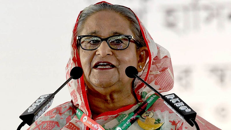 Prime Minister Sheikh Hasina joins the 22nd national council of the Awami League at Dhaka's Suhrawardy Udyan, Dec 24, 2022. Photo: PMO