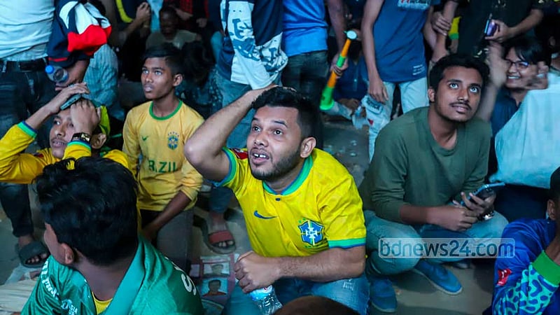 Bangladeshi fans were stunned after Cameroon unexpectedly beat Brazil in their final group game during the 2022 World Cup in Qatar.Photo: Asif Mahmud Ove