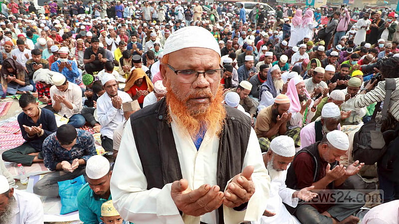 Thousands of people take part in the final prayers of the second phase of Biswa Ijtema in Tongi on Sunday, Jan 22, 2023.