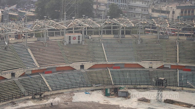 Modernisation of the galleries is underway at the Bangabandhu National Stadium in Dhaka. Photo: Asif Mahmud Ove