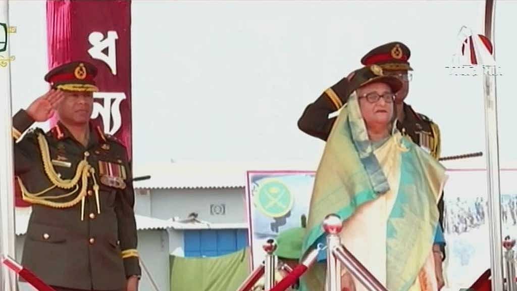 Hasina inaugurates cantonment in Kishoreganj