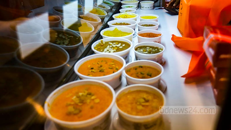 Traditional Halua delicacies priced at Tk 500-800 a kg are available at the eateries in Old Dhaka on Shab-e-Barat on Tuesday, Mar 7, 2023. Photo: Mahmud Zaman Ovi