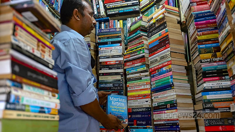Old copies of foreign books are available at the Nilkhet book market in Dhaka.  Photo: Mahmud Zaman Ovi