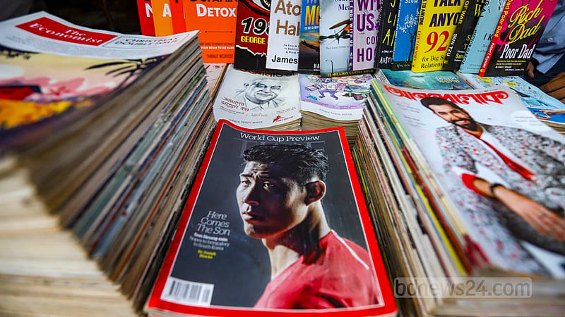 Many people used to look for both new and old, local and foreign magazines at Nilkhet’s book market. But due to reduced demand, dedicated magazine shops are rarely seen at the Nilkhet book market. Photo: Mahmud Zaman Ovi