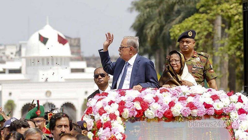 Apr 24: President Abdul Hamid leaves the Bangabhaban in a ceremonial event after a record 10 years as the head of the state. 