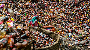 Recycling plastic bottles in Dhaka