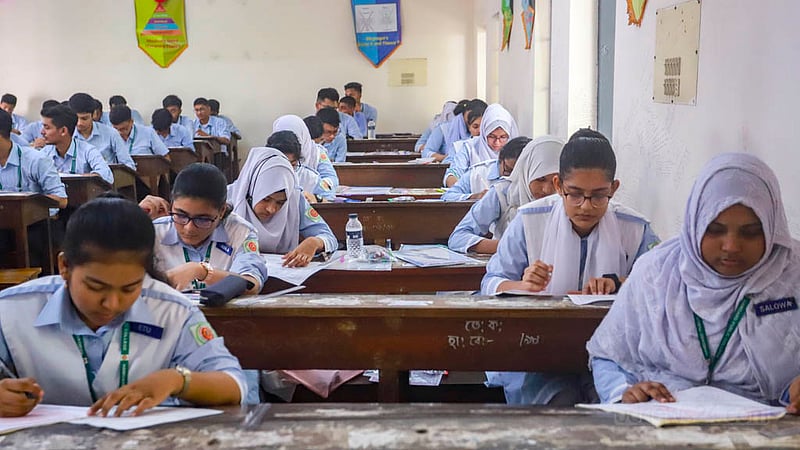 Students from 11 colleges are appearing for their HSC exams this year at the Tejgaon College centre in Dhaka. Photo: Tawhiduzzaman Tapu