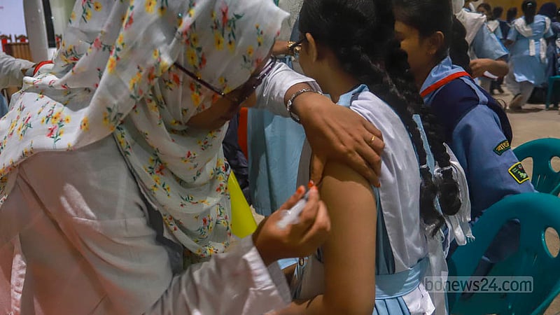 Oct 15: The vaccination of girls against the human papillomavirus, which causes cervical cancer, begins. Photo taken at Viqarunnisa Noon School and College. 
