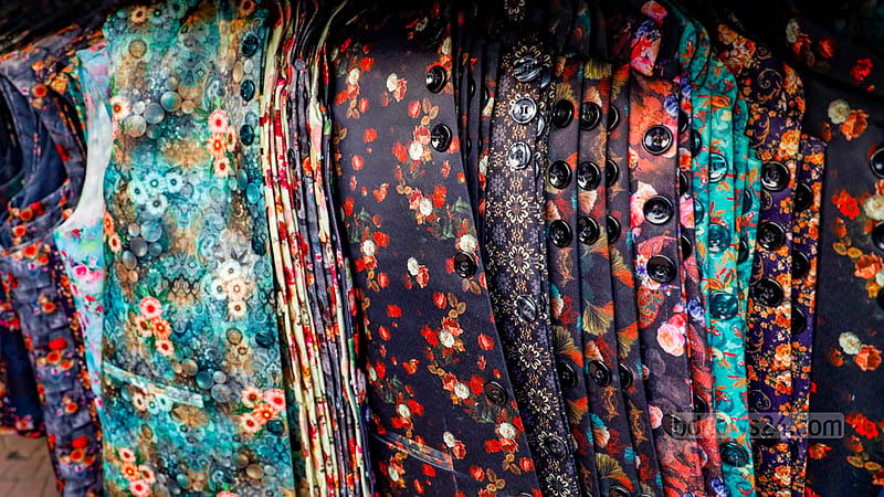 A variety of colourful vests are for sale on the footpaths of Bangabandhu Avenue  outside the GPO in Dhaka, with prices ranging between Tk 500 and Tk 1000.