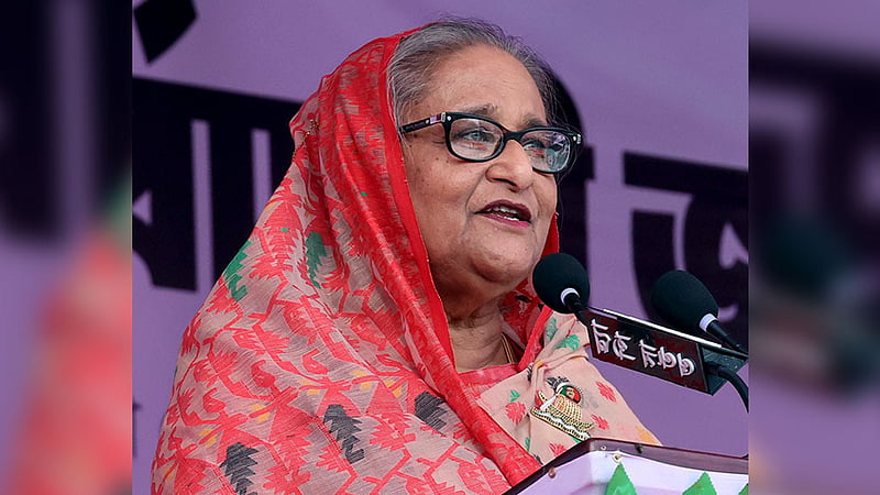 Prime Minister Sheikh Hasina attends an electoral rally of the Awami League at Gopalganj’s Government Sheikh Mujibur Rahman College grounds.