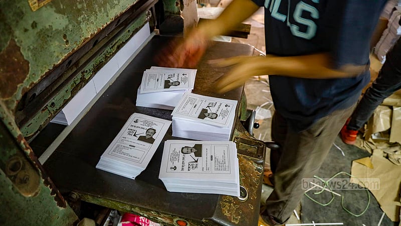 Printing presses in Old Dhaka’s Zindabahar area are churning out leaflets as well as the posters ahead of the 12th national parliament election. It costs Tk 0.90 - 1 to make a medium-sized leaflet.