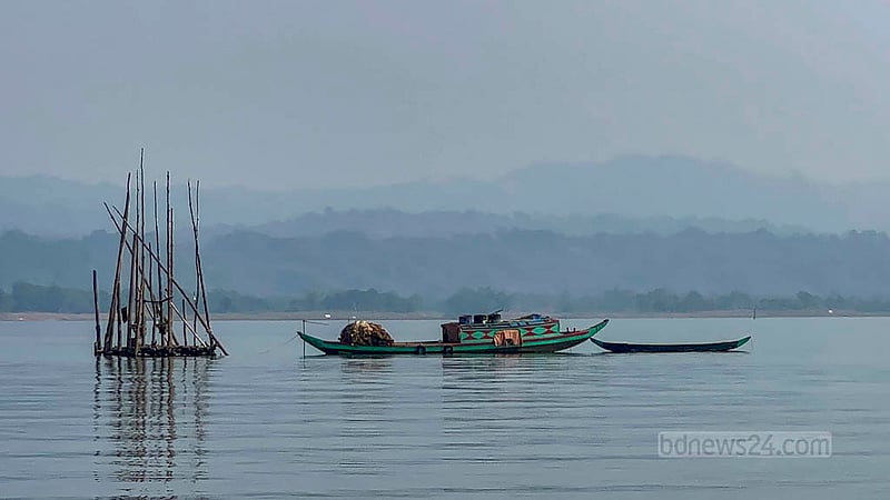 Fishing boats ply their trade near the Kattuli Marsh Bazar area of Rangamati’s Kaptai Lake.