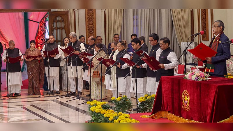 Eleven state ministers took their oaths of office before President Mohammed Shahabuddin for the formation of a new government at the Bangabhaban’s Darbar Hall on Thursday, Jan 11, 2024.