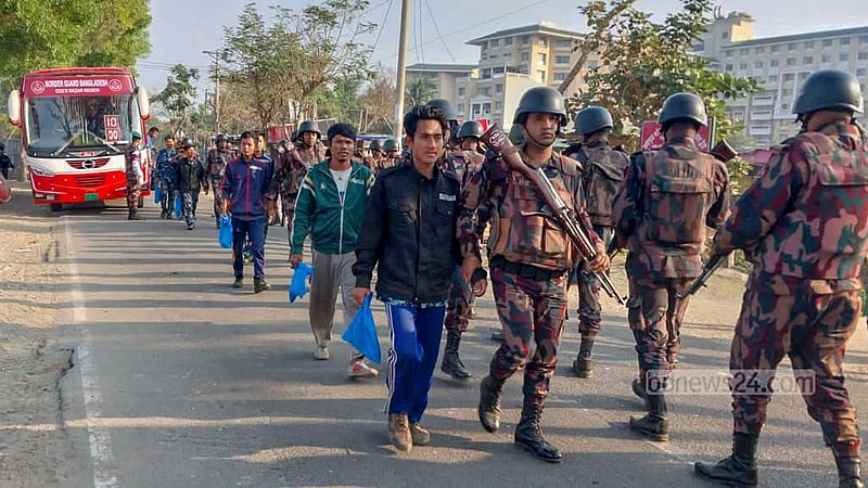 Myanmar's BGP members were brought to the Inani jetty in Cox's Bazar on Thursday morning for repatriation.