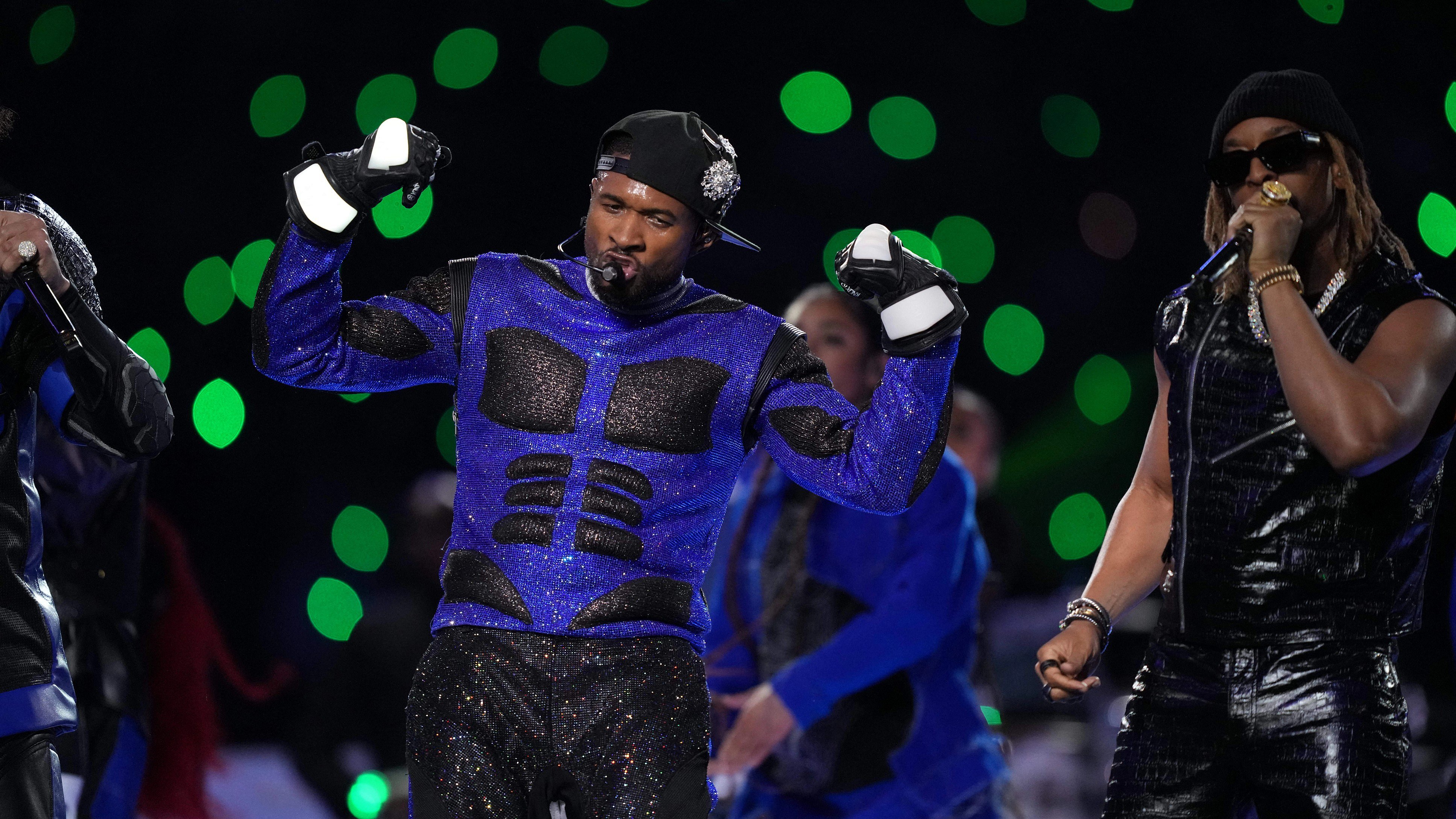 Usher dazzles at Super Bowl halftime show with help from his friends