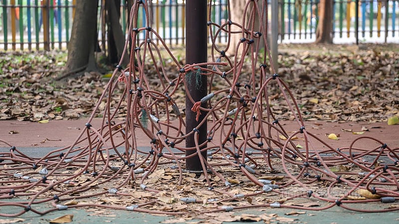 The tree-climbing ride at Children's Corner in Dhaka's Ramna Park is out of order.
