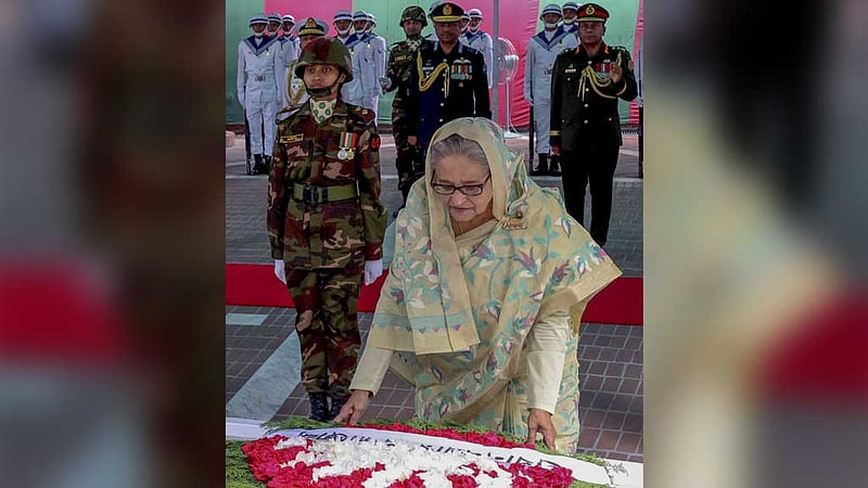 Prime Minister Sheikh Hasina pays her respects at the tomb of the Father of the Nation Bangabandhu Sheikh Mujibur Rahman in Gopalganj’s Tungipara on the occasion of his 104th birthday and Children’s Day on Sunday, Mar 17, 2024.