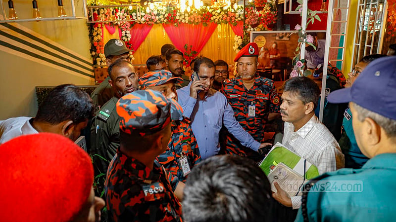 Dhaka South City Corporation and Fire Service raided the multi-storey building Nightingale Skyview in Khilgaon on Tuesday, Mar 5, 2024.