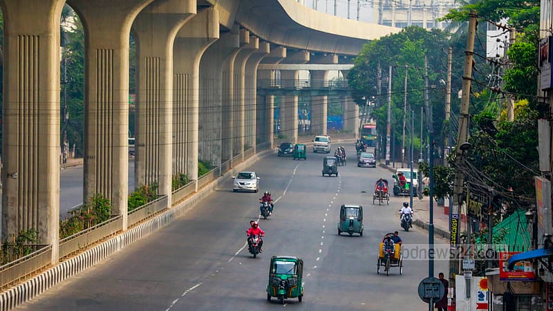 As many people have Dhaka to celebrate Eid-ul-Fitr with their families and relatives, the street in Bangla Motor is nearly deserted on Wednesday, Apr 10, 2024.